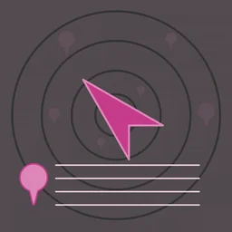 GPSed logo: a pink cursor over a radar with map pins